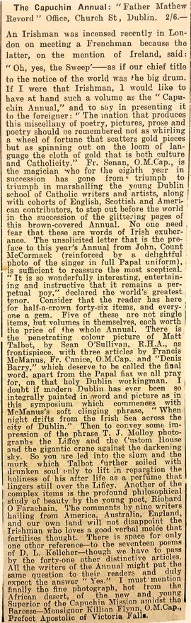 ‘Cork Examiner’ review of ‘The Capuchin Annual’ (1937)