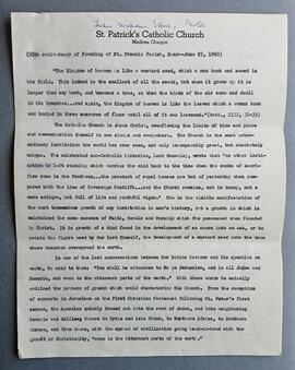 Text marking the fiftieth anniversary of St. Francis Parish in Bend