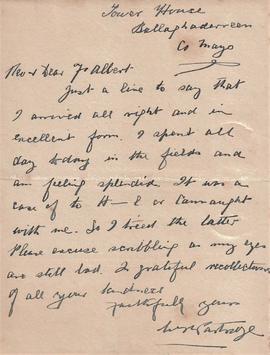 Letter from William Partridge to Fr. Albert Bibby OFM Cap.