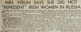 Hilda Verlin says she did not ‘represent’ Irish women in Russia