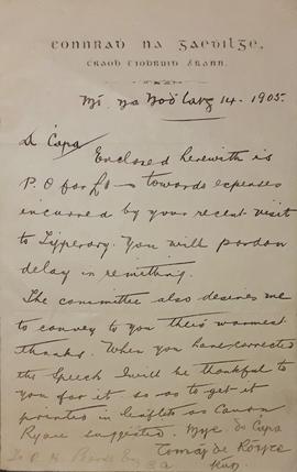 Letter to Patrick Pearse from Tomás de Róiste