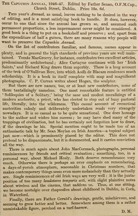 ‘Irish Ecclesiastical Review’ of ‘The Capuchin Annual’ (1946-7)