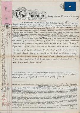 Indenture between Joseph Mintern and the Reverend Cherubin Mazzini and others regarding lands at Rochestown, County Cork