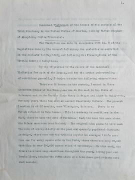 Canonical Visitation Report for 1938