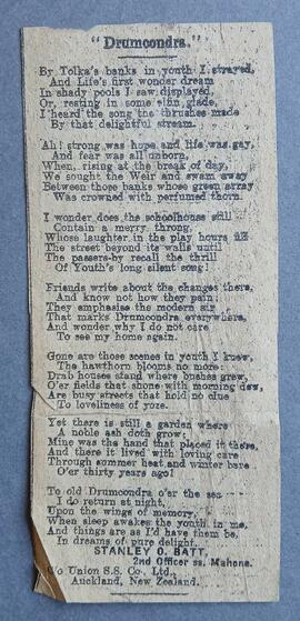 Poem titled ‘Drumcondra’