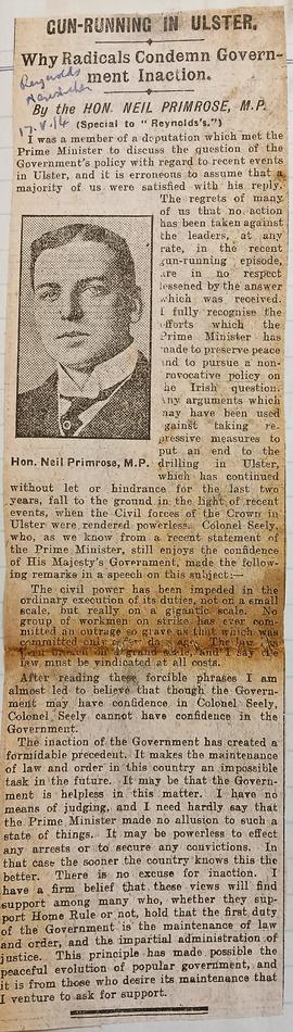 Gun-running in Ulster / Why radicals condemn government inaction / by Neil Primrose MP
