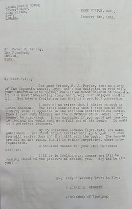 Letter from Archbishop Alfred Sinnott