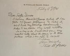 Letter from Jack B. Yeats