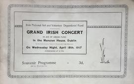 Grand Irish concert in aid of Irish National Aid and Volunteer Dependents’ Fund