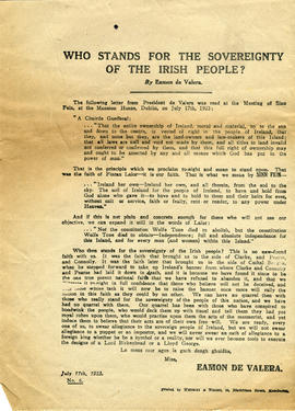 Who stands for the sovereignty of the Irish people?