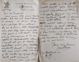 Copy letter from James Pearse to Charles Bradlaugh