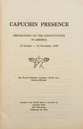 Capuchin Presence: Reflections on the constitutions in America