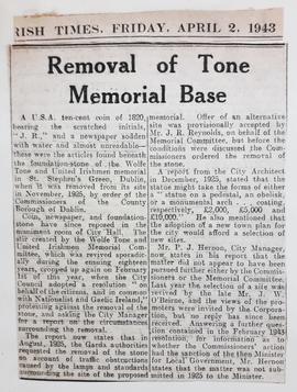 Removal of Wolfe Tone Memorial Base