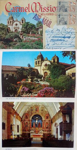 Postcard folder of Mission San Carlos Borromeo de Carmelo, California
