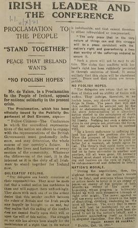 Irish leader and the conference / proclamation to the people