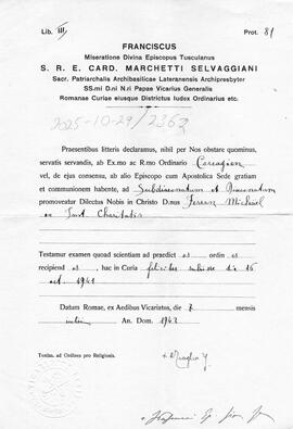 Franciscus- Subdiaconate and Diaconate