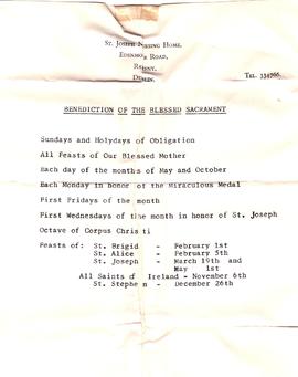 Benediction notice
