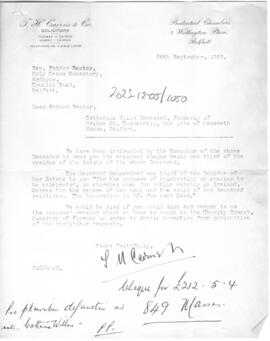 Catherine Wills, Bridge St. Cushendall, bequest