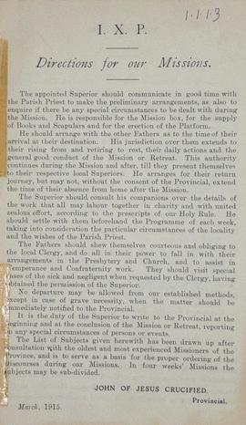 Missions and Retreats: Miscellneous Documents