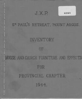 St. Patrick's Province: Provincial Chapters: 6th Provincial Chapter: Inventory: Mount Argus: