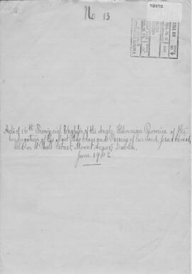 Anglo-Hibernian (St. Joseph's) Province 16th (1902) Provincial Chapter  Acta  Official Record of pro