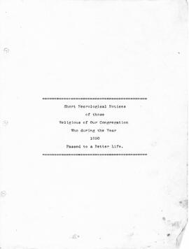 Congregation in General: Obituaries: