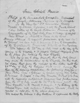 Anglo-Hibernian (St. Joseph's) Province 17th (1908) Provincial Chapter  Convocatory Letter