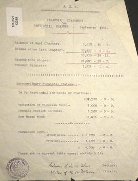 Financial statement 1944 provincial chapter