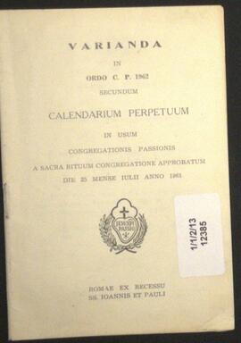 Fr. Gerald  O'Boyle C.P.   1904015    1962  Variations in Ordo.
