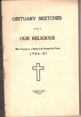 Congregation as a whole: Obituary Sketches of Our Religious