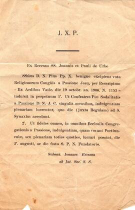 Mount Argus; Indulgences: Privileges: