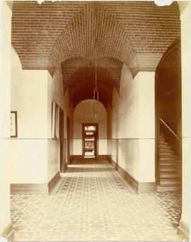 Corridor to refectory; ceiling brickwork by Italian craftsmen