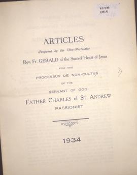 1846034 Bl. Charles  Cause  Apostolic Process 1904015 O'Boyle C.P., Gerald Non-Cultu