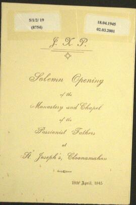 St. Joseph's Retreat, Cloonamahon: Collooney: HISTORY;