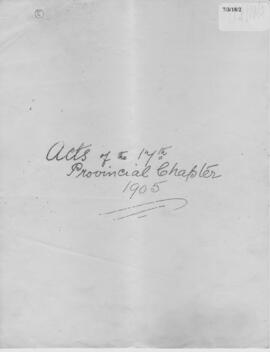 Anglo-Hibernian (St. Joseph's) Province 17th (1905) Provincial Chapter  Acta  Official Record of pro
