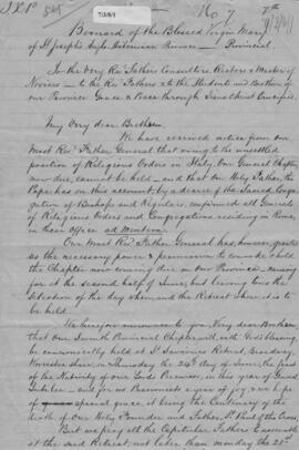 Anglo-Hibernian (St. Joseph's Province) 7th (1875) Provincial Chapter  Convocatory Letter