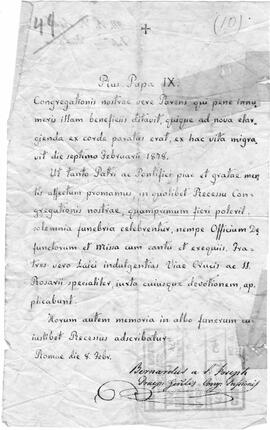 Mount Argua; Church Services: Pius IX