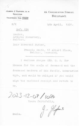 Francis Read estate - James Napier Solicitor