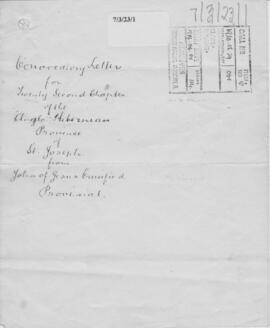Anglo-Hibernian (St. Joseph's) Province 22nd (1920) Provincial Chapter  Convocatory Letter